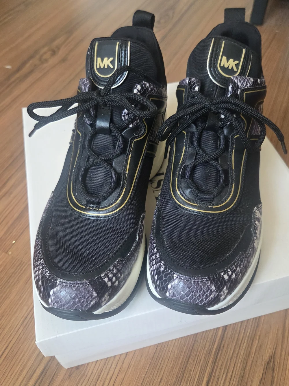 Michael Kors Women's Black Snake-Print Platform Sneakers